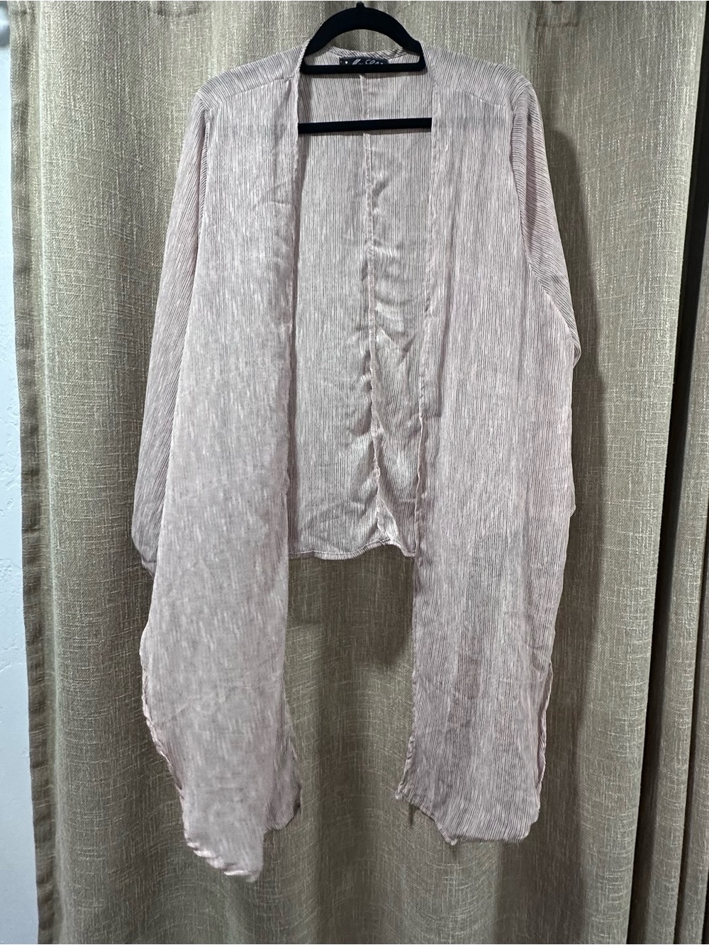 Open-Front Blush Draped Tunic Cardigan